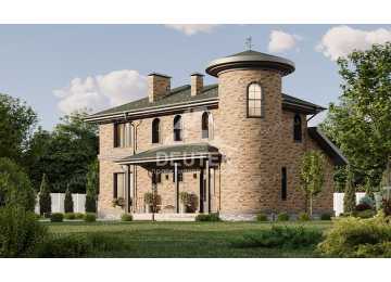 Проект квадратного двухэтажного дома из газобетона с подвалом - LK-220