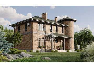 Проект квадратного двухэтажного дома из газобетона с подвалом - LK-220