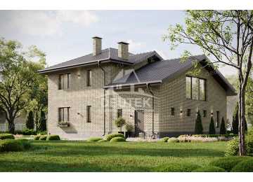 Проект двухэтажного дома с одноместным гаражом и зимним садом - LK-223