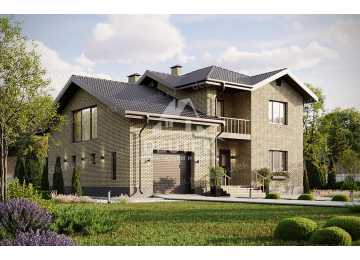 Проект двухэтажного дома с одноместным гаражом и зимним садом - LK-223