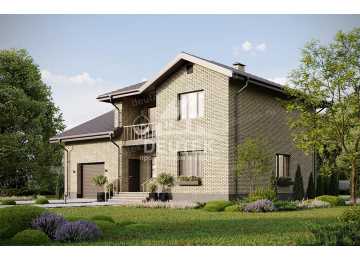 Проект двухэтажного дома с одноместным гаражом и зимним садом - LK-223