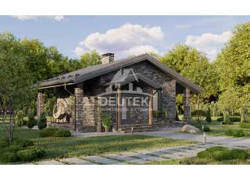 Проект одноэтажной бани из керамических блоков с террасой - LK-227