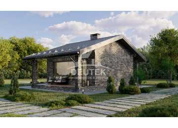 Проект одноэтажной бани из керамических блоков с террасой - LK-227