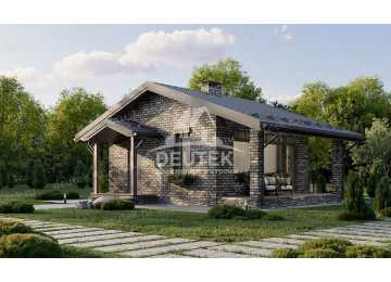 Проект одноэтажной бани из керамических блоков с террасой - LK-227