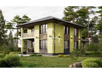 Проект узкого двухэтажного дома из газобетонных блоков - LK-229