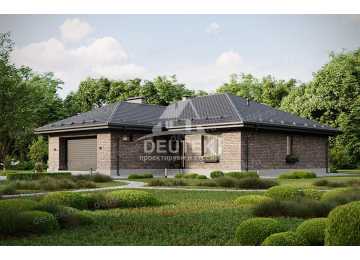 Проект узкого одноэтажного дома с одноместным гаражом и кабинетом - LK-234