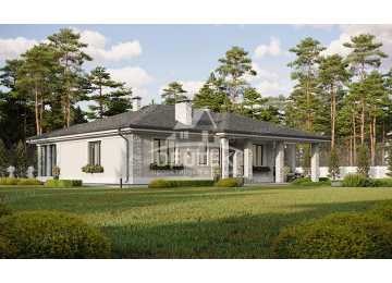 Проект квадратного одноэтажного дома с одноместным гаражом - LK-237