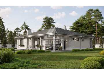 Проект квадратного одноэтажного дома с одноместным гаражом - LK-237