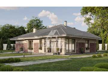Проект одноэтажного дома из газобетонных блоков с гаражом - LK-238