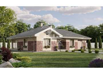 Проект одноэтажного дома из газобетонных блоков с гаражом - LK-238