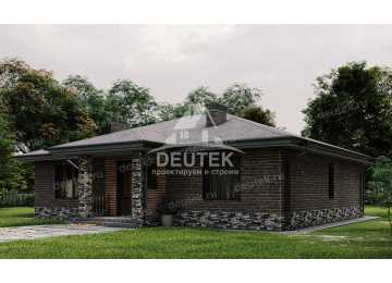 Проект квадратного одноэтажного дома с кабинетом - LK-239