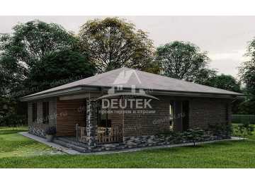 Проект квадратного одноэтажного дома с кабинетом - LK-239