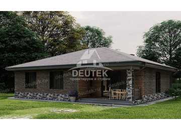 Проект квадратного одноэтажного дома с кабинетом - LK-239