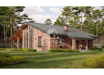 Проект узкого одноэтажного дома из газобетонных блоков - LK-244