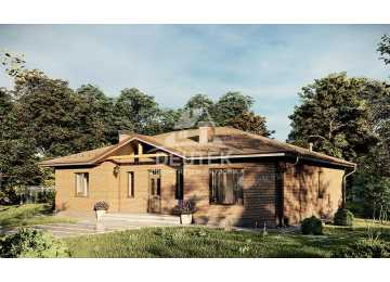 Проект квадратного одноэтажного дома с тремя спальнями - LK-246