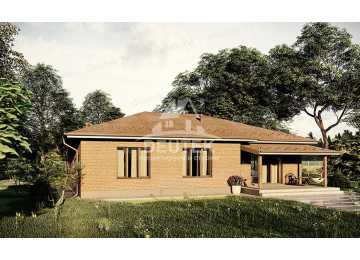 Проект квадратного одноэтажного дома с тремя спальнями - LK-246