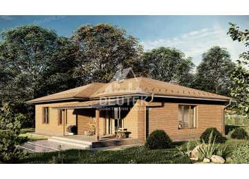 Проект квадратного одноэтажного дома с тремя спальнями - LK-246