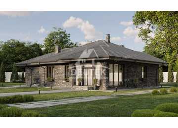 Проект жилого одноэтажного дома с гаражом и верандой - LK-251