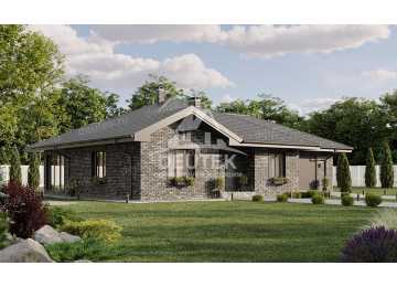 Проект жилого одноэтажного дома с гаражом и верандой - LK-251