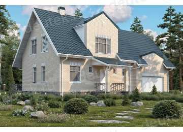 Проект трехэтажного дома из газобетона в европейском стиле с цоколем и мансардой KVR-9