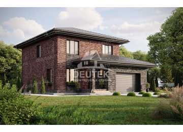 Проект жилого двухэтажного дома с одноместным гаражом и кабинетом - LK-252