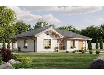 Проект жилого одноэтажного дома с одноместным гаражом - LK-264