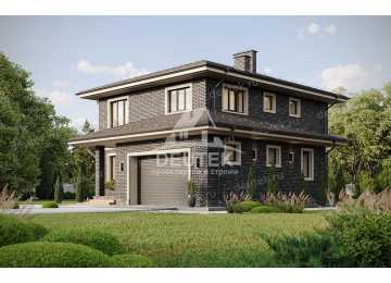 Проект жилого двухэтажного дома в европейском стиле с одноместным гаражом - LK-266