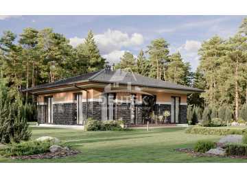 Проект квадратного одноэтажного дома с площадью до 150 кв м - LK-267