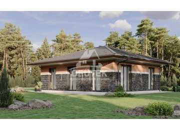 Проект квадратного одноэтажного дома с площадью до 150 кв м - LK-267