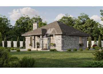 Проект одноэтажного дома из газобетонных блоков - LK-270