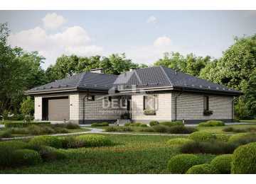 Проект узкого одноэтажного дома с одноместным гаражом - LK-273