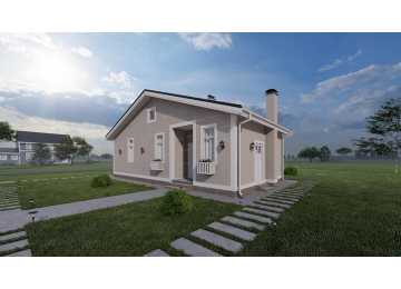 Проект одноэтажного дома с размерами 14 м на 15 м - P255