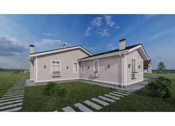 Проект одноэтажного дома с размерами 14 м на 15 м - P255