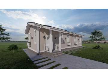 Проект одноэтажного дома с размерами 14 м на 15 м - P255