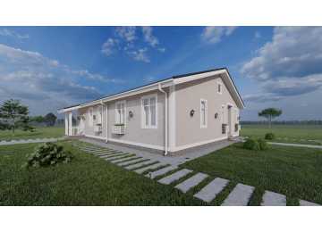 Проект одноэтажного дома с размерами 14 м на 15 м - P255