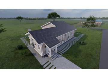 Проект одноэтажного дома с размерами 14 м на 15 м - P255