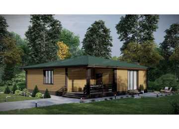 Проект бани с бассейном, бильярдной, веррандой и террасой - P258