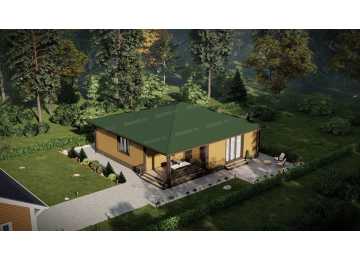 Проект бани с бассейном, бильярдной, веррандой и террасой - P258