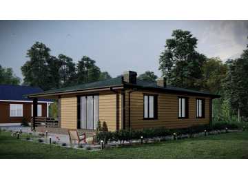 Проект бани с бассейном, бильярдной, веррандой и террасой - P258