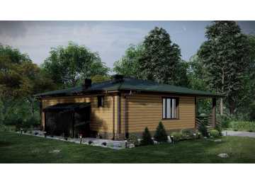 Проект бани с бассейном, бильярдной, веррандой и террасой - P258