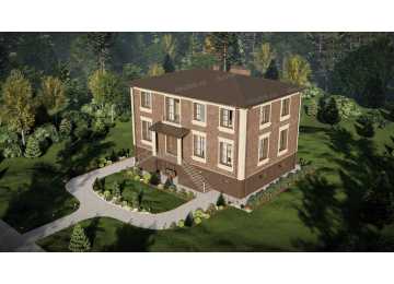 Проект узкого двухэтажного дома с цоколем и сауной - P278