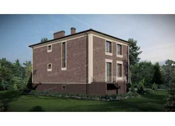 Проект узкого двухэтажного дома с цоколем и сауной - P278