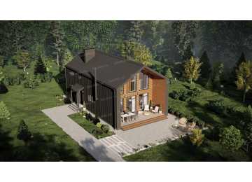 Проект одноэтажного дома в современном стиле с вторым светом - P283