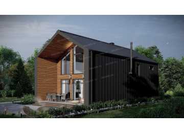 Проект одноэтажного дома в современном стиле с вторым светом - P283