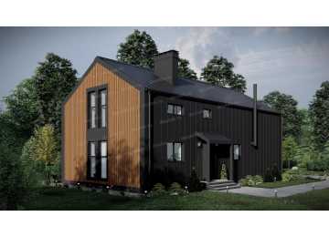 Проект одноэтажного дома в современном стиле с вторым светом - P283