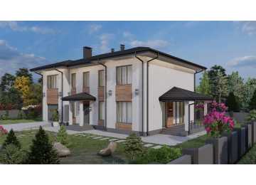 Проект двухэтажного дома с одноместным гаражом - P290