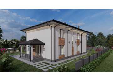 Проект двухэтажного дома с одноместным гаражом - P290