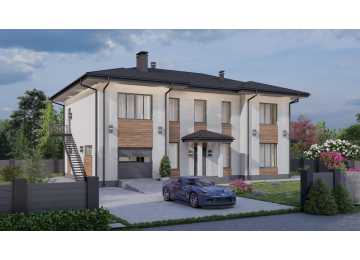 Проект двухэтажного дома с одноместным гаражом - P290