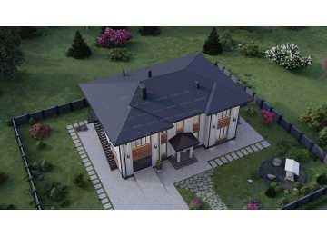 Проект двухэтажного дома с одноместным гаражом - P290