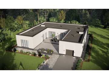 Проект жилого одноэтажного дома с одноместным гаражом - P296